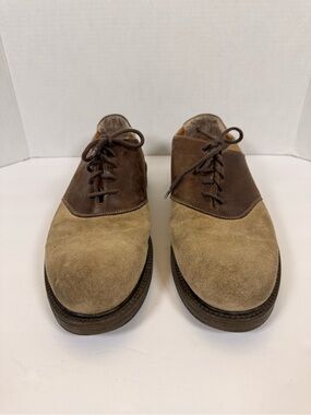 Men's Two-Tone Suede and Leather Derby Shoes in Tan and Brown